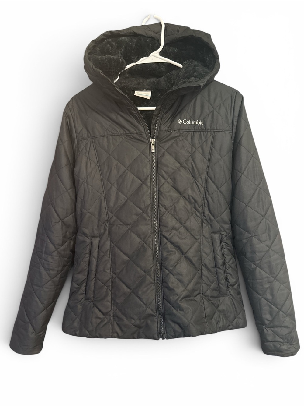 Columbia Women's Black Quilted Hooded Jacket Small